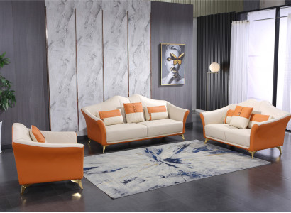 Sofa Upholstery Leather Couch Seat Complete Set Modern Suite 3+2+1 Seater